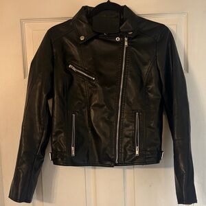 Black Faux Leather Women's Jacket